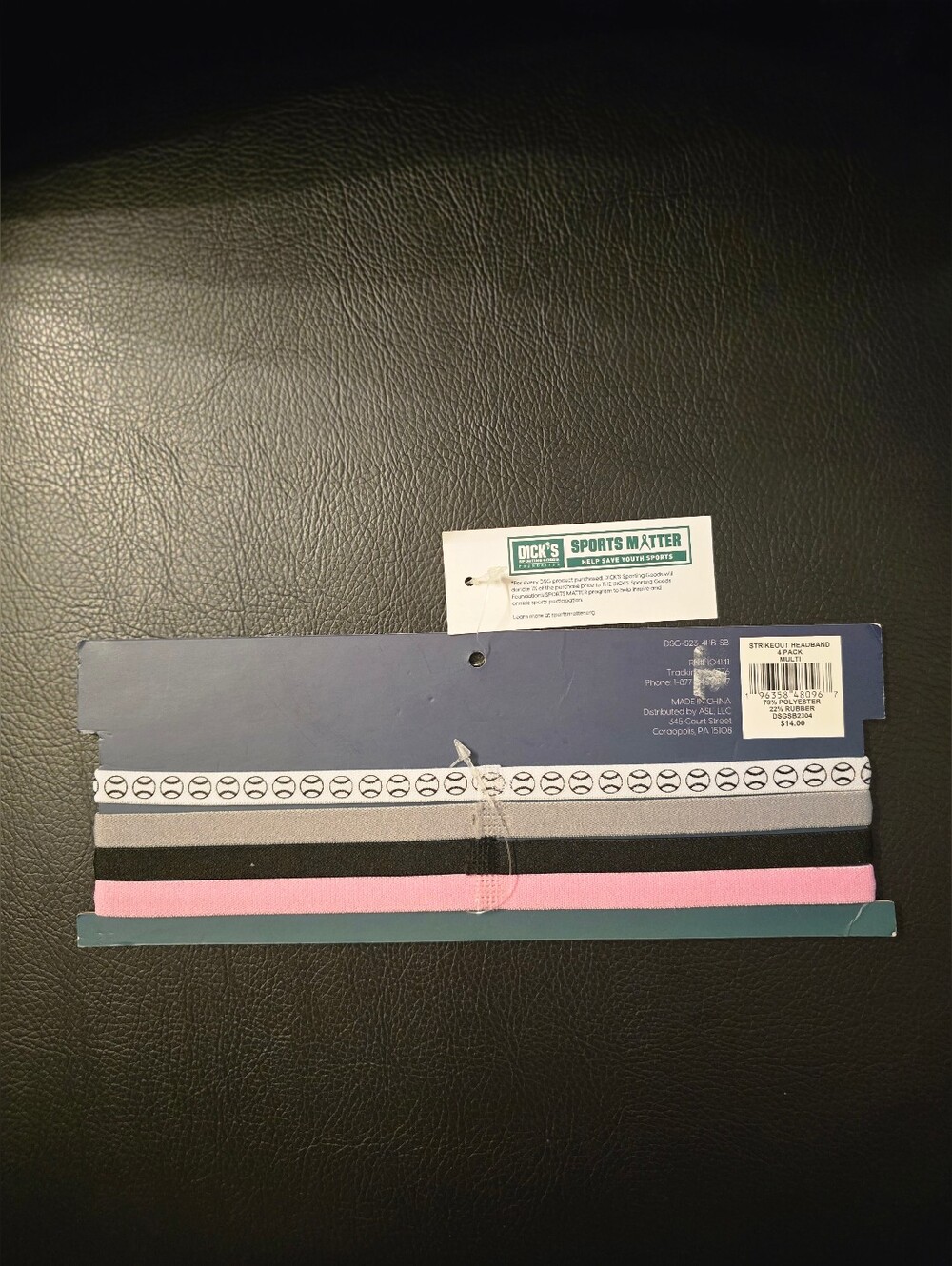 DSG 4-Pack Elastic Headbands — White, Black, Pink, Navy (Softball) - Picture 3 of 3